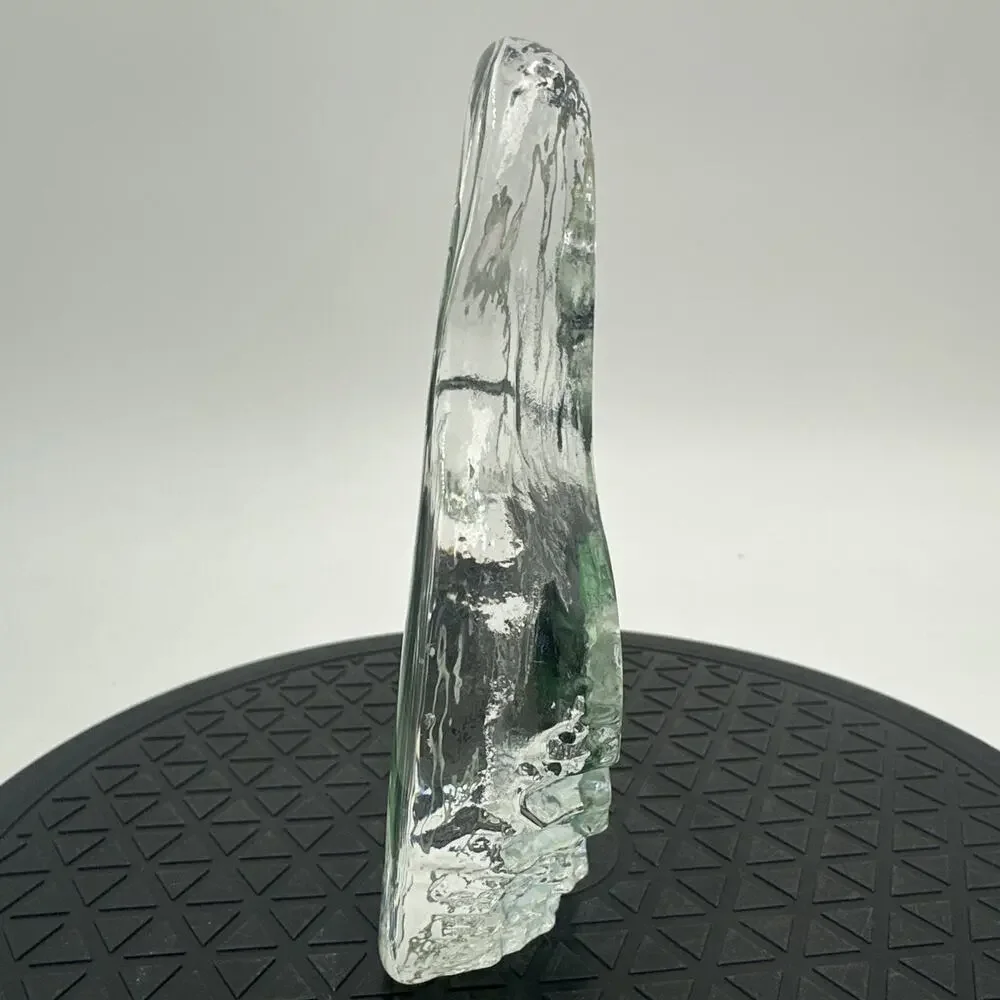 Vintage Clear Glass with Green Sea Turtles Paperweight